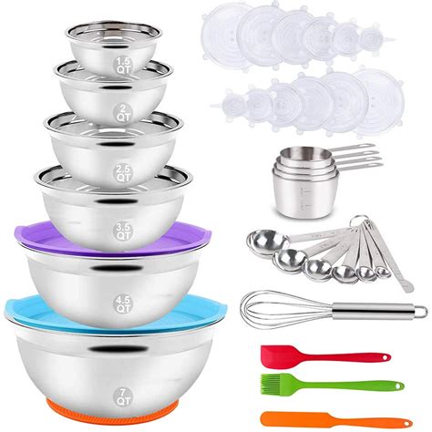 Mixing Bowls Set 35pcs Kitchen Utensils With Stainless Steel Nesting