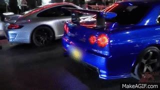 Nissan Skyline GTR R34 Anti Lag LAUNCHES On Make A GIF