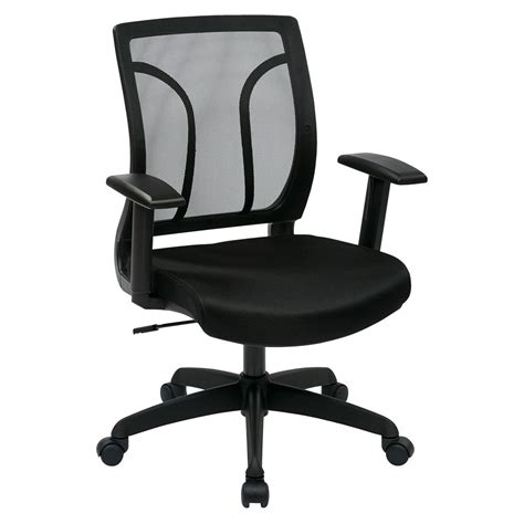 Office Star Work Smart Mesh Back Fabric Mid Back Task Chair Black