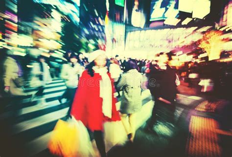 Japanese People Crowd Walking Cross Street Concept Stock Photo Image