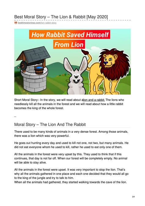 Moral Story For Kids The Lion And The Rabbit By Bedtime Storiesz Issuu