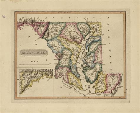 Antique Map Of Maryland Painting By Fielding Lucas Pixels Merch
