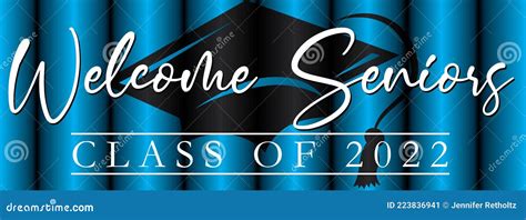 Welcome Seniors Class Of 2022 Banner Gold Background With Graduation
