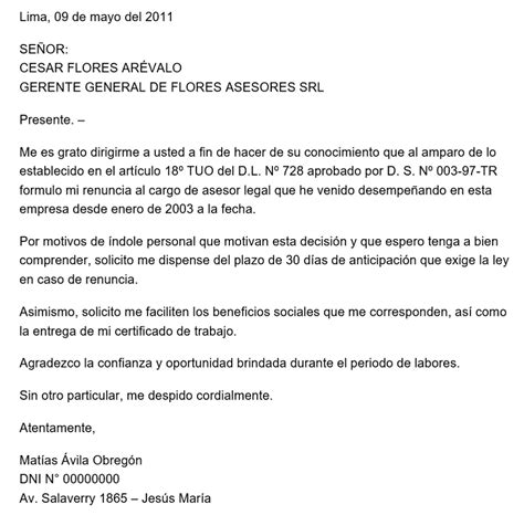 Modelo De Carta De Renuncia En Word Chile Noticias Modelo