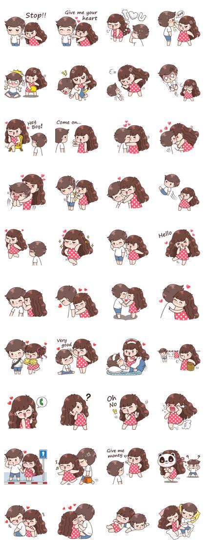 boobib cute couples vol 5 line stickers line store cute couple drawings cute love
