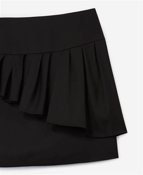 Black Short Frilly Skirt In Stretch Wool The Kooples