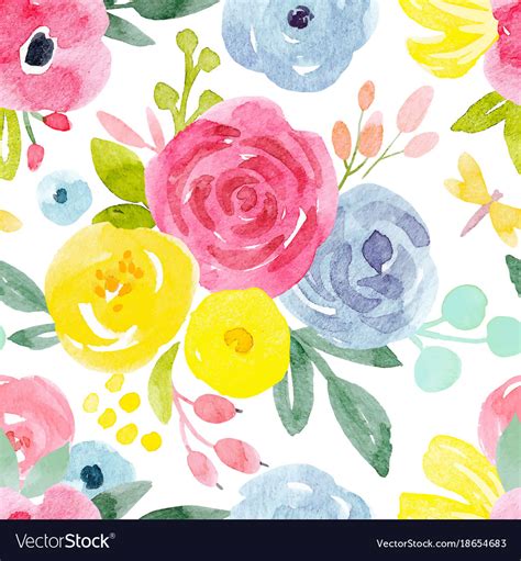 Watercolor Abstract Floral Pattern Royalty Free Vector Image