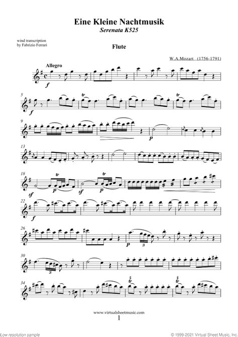 Eine Kleine Nachtmusik Sheet Music For Wind Quartet 1 Pdf