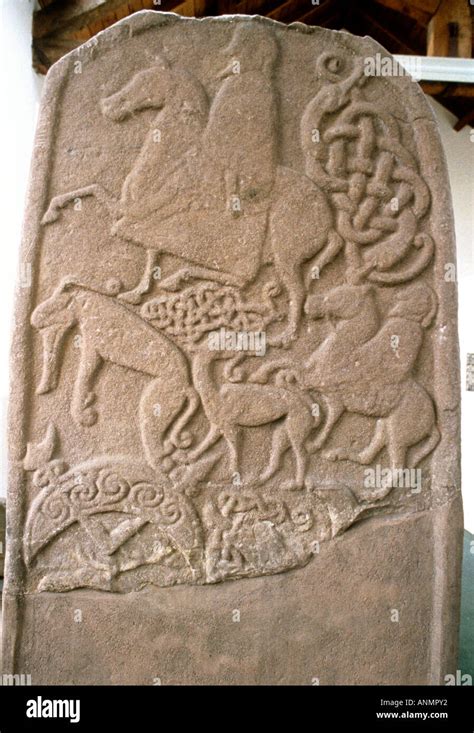 Carved Pictish Stone In The Meigle Museum East Of Blairgowrie Stock Photo Alamy