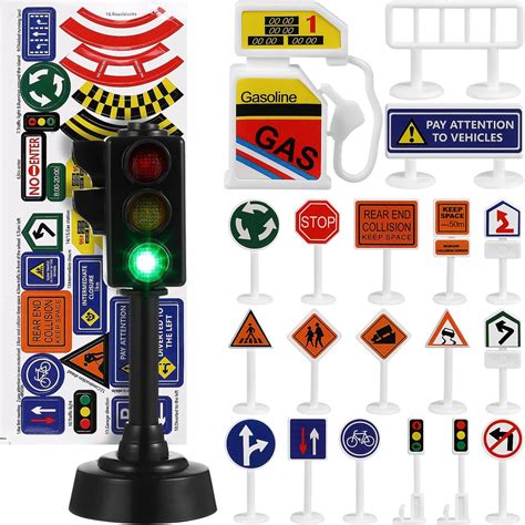 Toy Road Signs 56pcs Traffic Signs Playset Street Signs Playset Mini