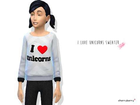 The Sims Resource I Love Unicorns Sweater