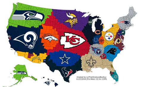 Drab Usa Map Nfl Teams Free Vector