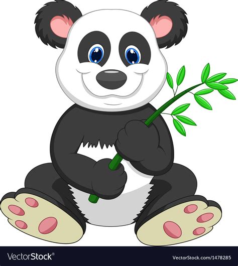 Giant Panda Cartoon Eating Bamboo Royalty Free Vector Image