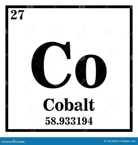 Cobalt On Periodic Table Of Elements Metal With Symbol Co Vector