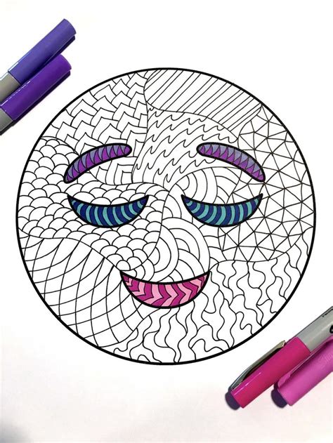 Relieved Emoji Pdf Zentangle Coloring Page Emoji Coloring Pages