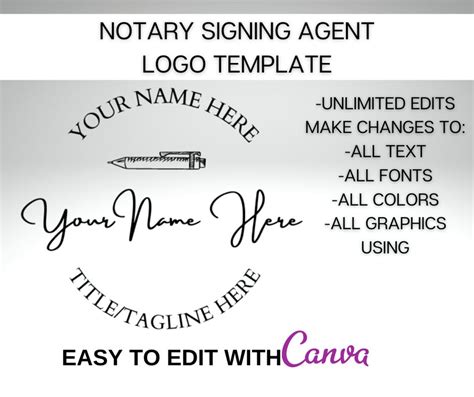Notary Signing Agent Logo Notary Logo Pen Logo Etsy