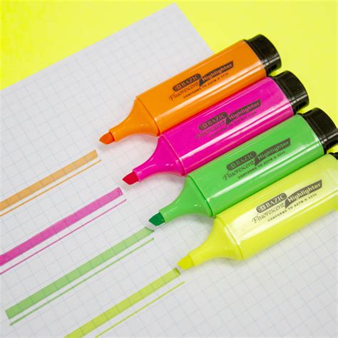 Bazic Fluorescent Highlighter W Pocket Clip 4pack Bazic Products