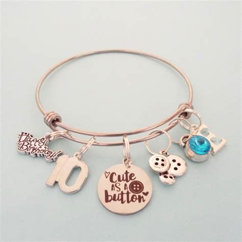 Girls 10th Birthday T Charm Bracelet Personalized Jewelry T For