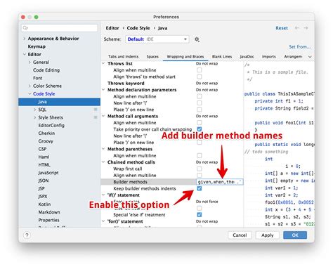 Java Customizing Intellij Idea Code Formatting To Match Your Example