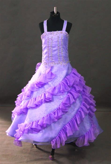 Purple Pageant Dress With Ruffled Skirt