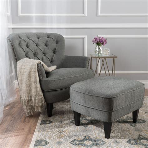 See more ideas about chair, chair and ottoman, furniture. Teton Button Tufted Upholstered Club Chair With Footstool ...