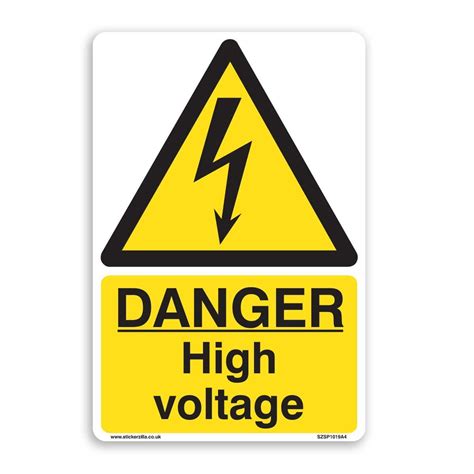 Danger High Voltage Warning Sign A5 150mm X 200mm Self Adhesive