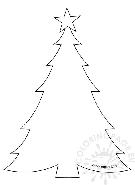 template christmas tree  star coloring page