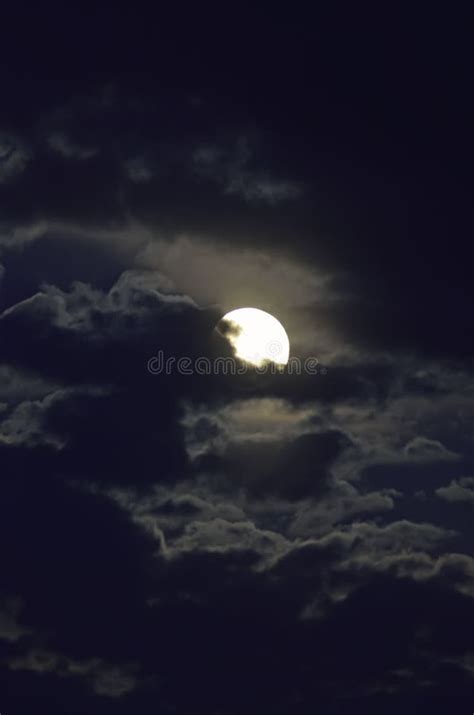 Bright Full Moon And Cloudy Night Sky Stock Photo Image Of Moon