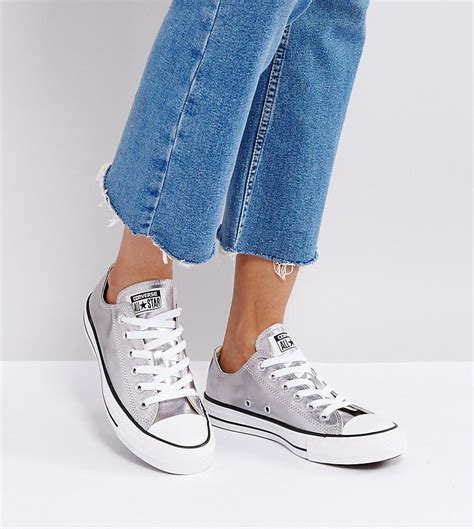 Converse Leather Chuck Taylor Ox Sneakers In Silver Metallic Lyst
