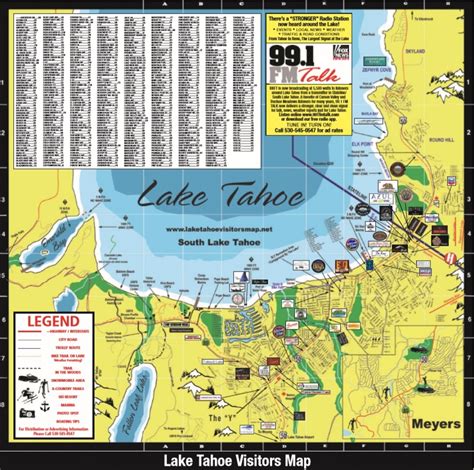 Lake Tahoe Visitors Map Printable Map Of Lake Tahoe Printable Maps
