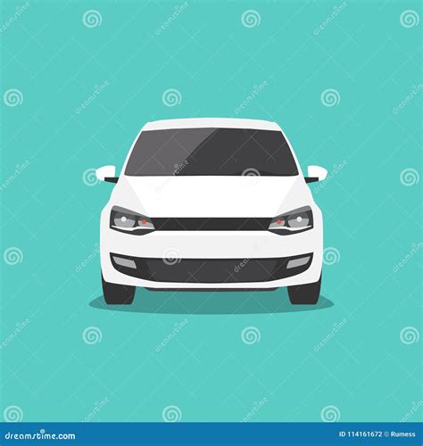 White Car Isolated Front View Stock Vector Illustration Of Icon