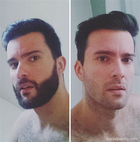 25 before and after pictures of men who shaved their beards mutually
