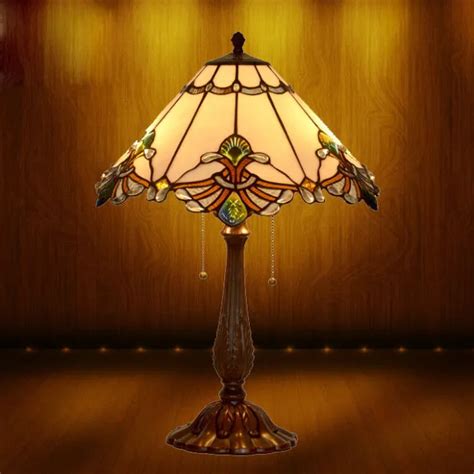 17and Missionary Style Tiffany Stained Glass Table Lamp Desk Bedside