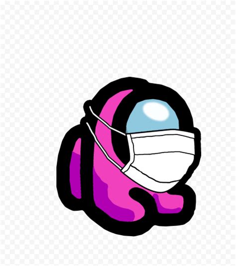 Hd Pink Among Us Mini Crewmate Character Baby Wearing Surgical Mask Png