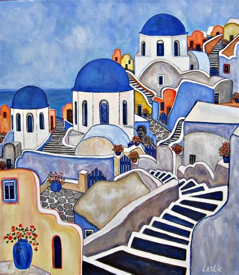 Santorini Canvas Abstract Art Painting Painting Art Projects Nature