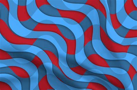 Retro 3d Red Blue Overlaying Waves Spoonflower