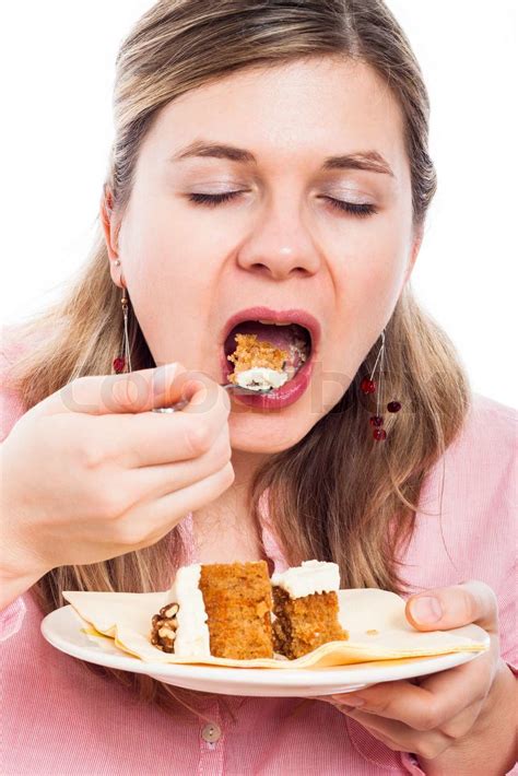 Woman Eating Cake Stock Image Colourbox