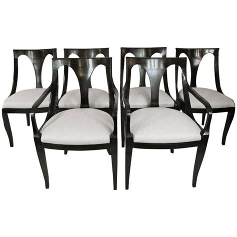 Browse a large selection of traditional dining room chairs, including metal, wood and upholstered dining chairs in a empire dining chair, dark stained legs, brown leatherby design tree home. Set of Six Empire Style Dining Chairs by Kindel at 1stdibs