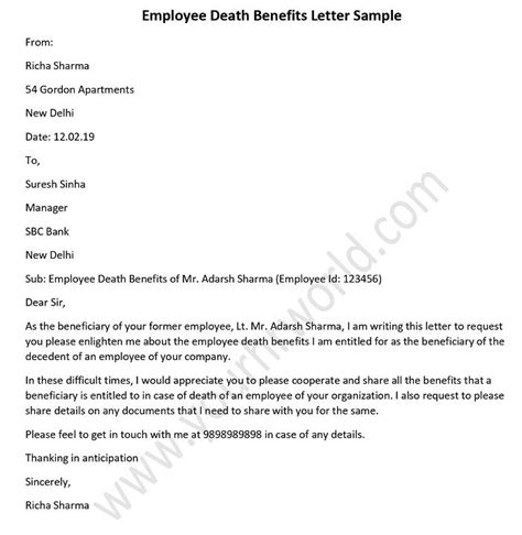 Memo to staff regarding theft. Employee Death Benefits Letter Sample | Death Claim Letter - HR Letter Formats