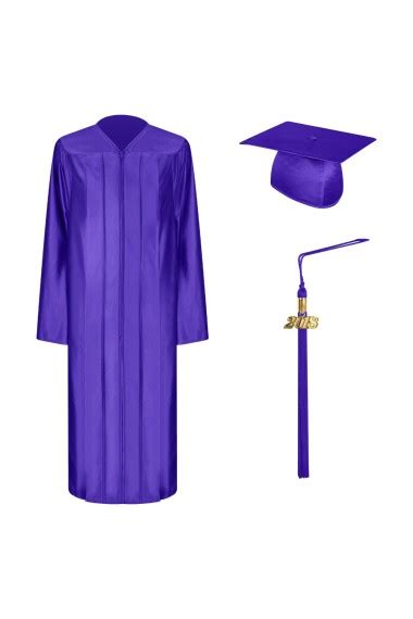 Shiny Purple Graduation Cap Gown And Tassel Sethigh School