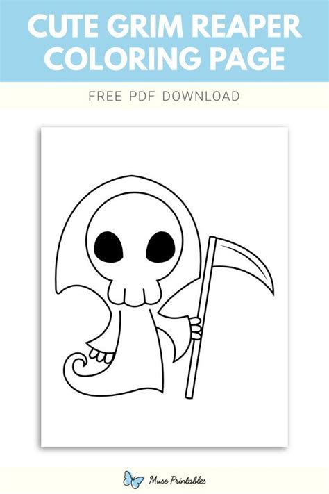 Free Cute Grim Reaper Coloring Page Coloring Pages Grim Reaper Color