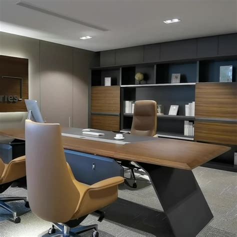 High End Modern General Manager Wood Veneer Luxurious Smart Executive