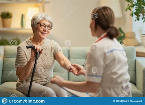 Happy Patient And Caregiver Stock Image Image Of Disease Doctor