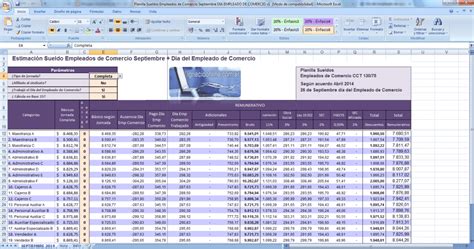 Excel Para Estimar El Día Del Empleado De Comercio 2014