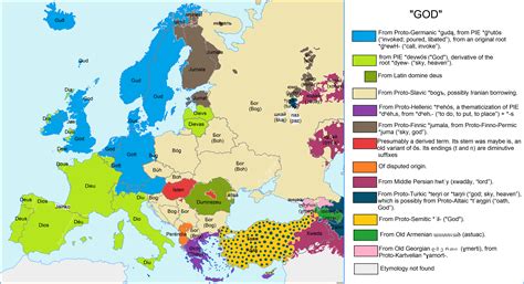 Etymology Map For The Word God In European Languages Retymologymaps