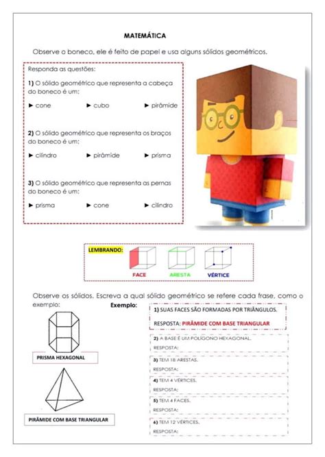 5º Ano Atividades De MatemÁtica SÓlidos GeomÉtricos Cuca Super