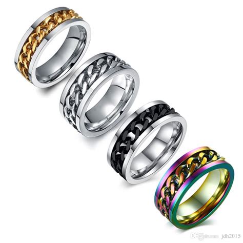 mens spinner rings fidget ring stainless steel band black silver antique silver multicolor size