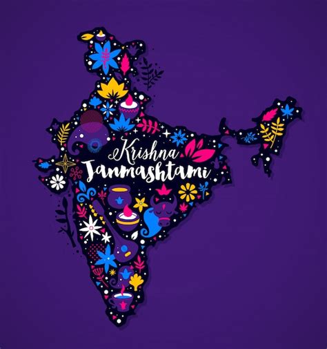 Premium Vector Map Of India With Abstract Floral And National Elements