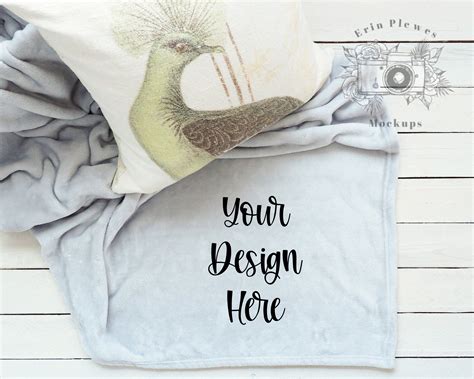 Throw Blanket Mockup Gray Fleece Blanket Mock Up Farmhouse Etsy