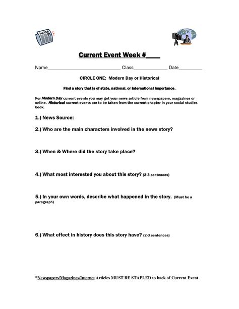 17 Print Current Event Worksheet